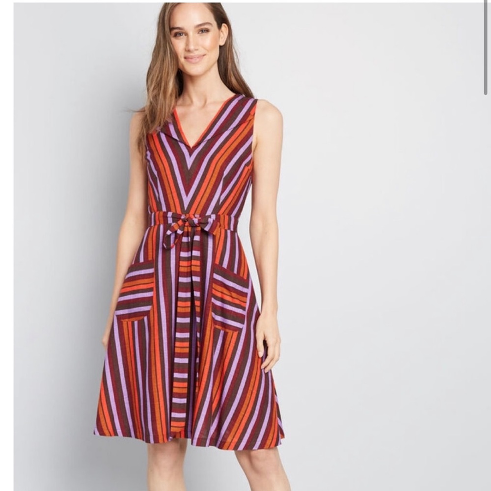 Mod Cloth Multi Striped Collar Dress